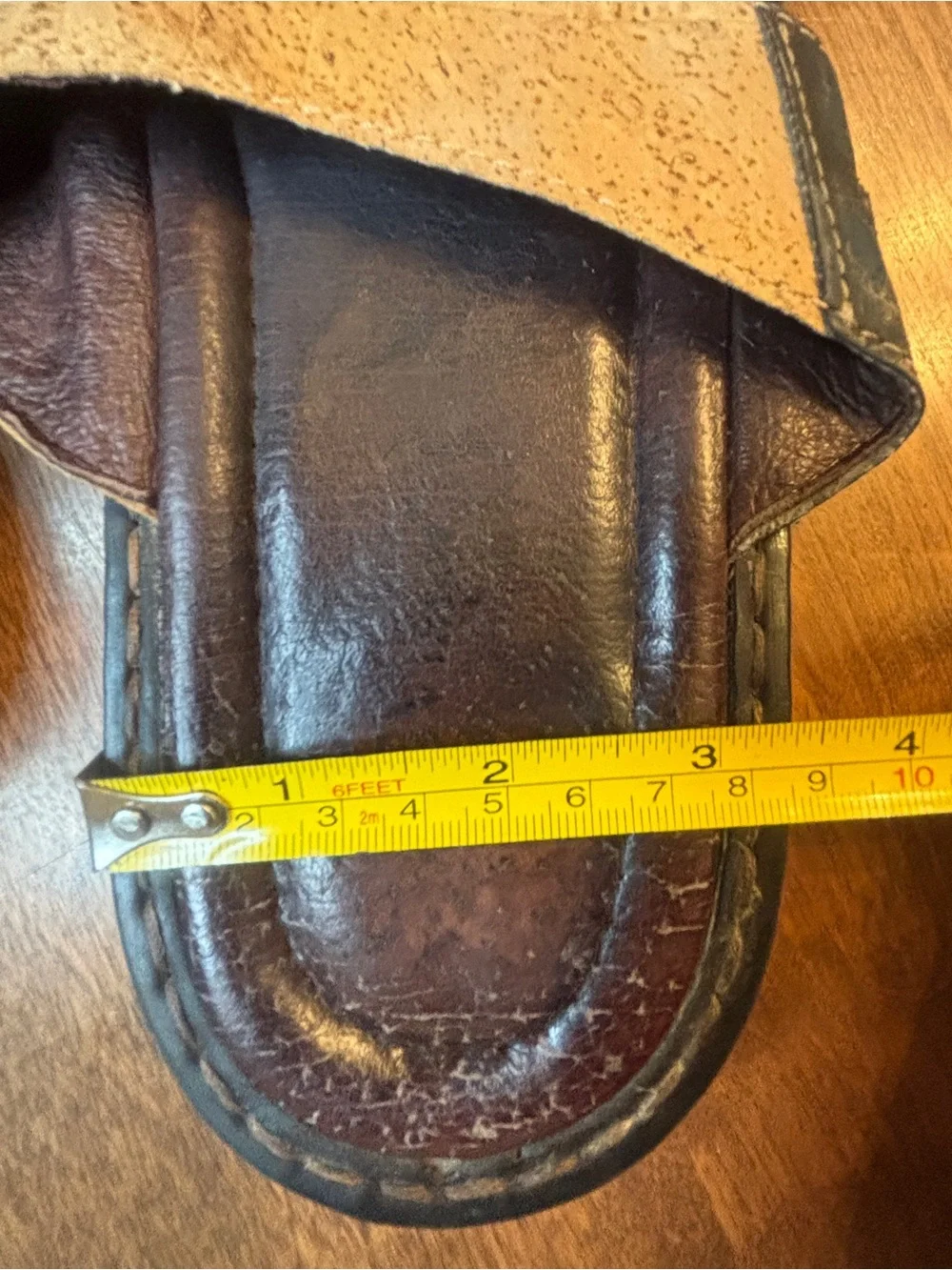 Two-Tone Cork & Dark Brown Leather Slide Sandals